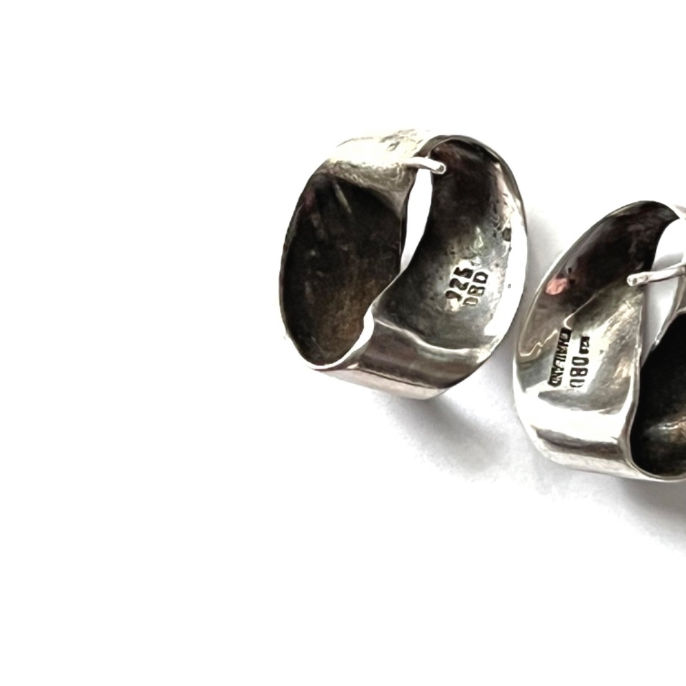 MidCentury Eternity Silver Earrings - 925 Abstract Endless Ribbon Post Earrings - Picture 5 of 9